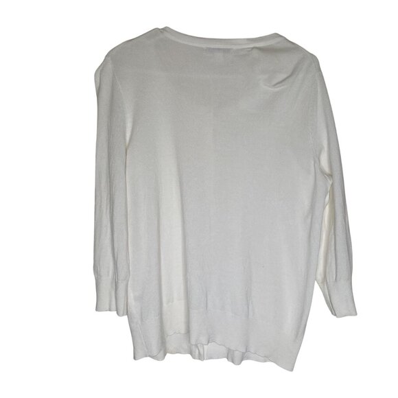 NWT$29 Roz & Ali Button-Up Cardigan Sweater Womens L White 3/4 Sleeves Lightweig - Picture 3 of 10